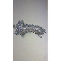 Broche pailletée argentée Etoile filante