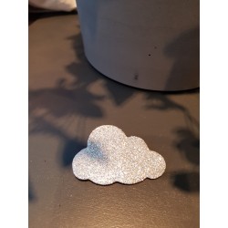 Broche pailletée plate nuage argenté