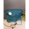 Sac en velours bleu canard